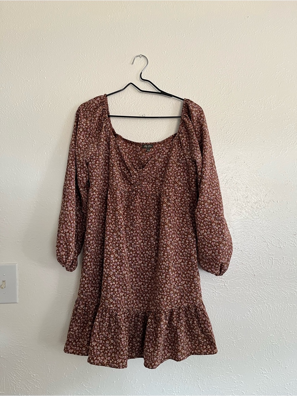 Lily Rose Rust Floral Scoop-Neck Mini Dress